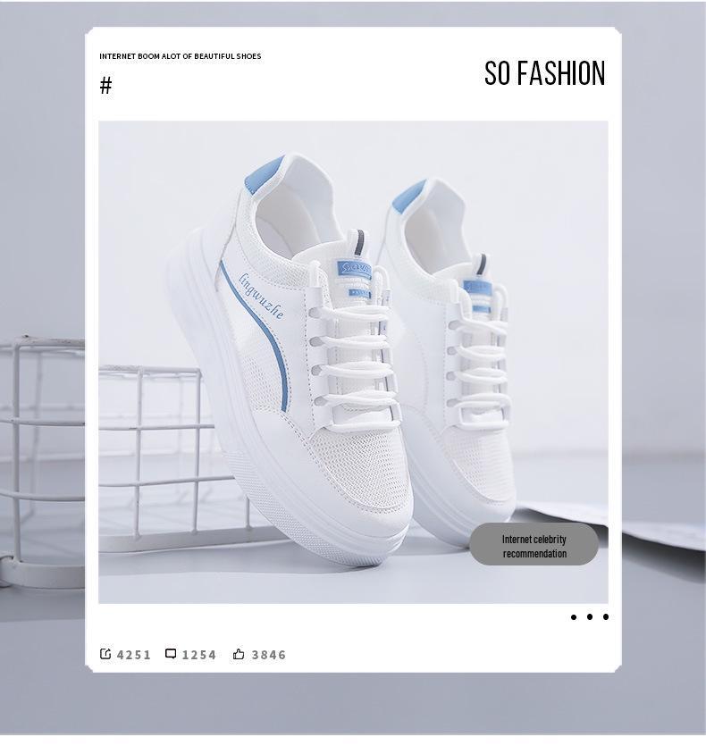 1752 Damen Weiße Sommer-Sneakers, Vielseitiger Dicksohlen-Hot-Style 2022 mit Mesh-Design zur Innenhöherlegung