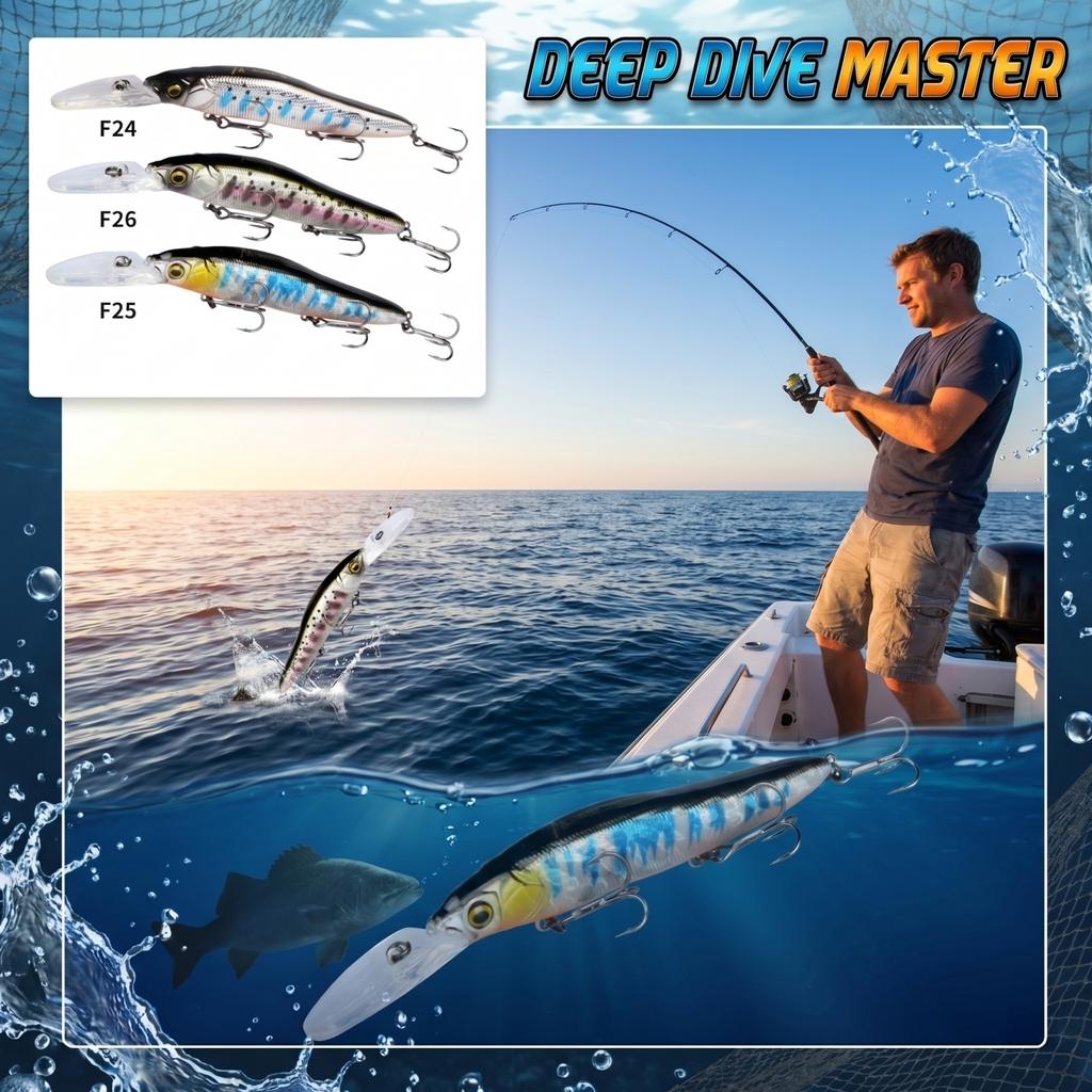 Fishing Lure Hard Bait Minnow Long Lip Deep Diving 0-3m Artificial Bait for Sea Bass Grouper and Predatory Fish Fishing Tackle