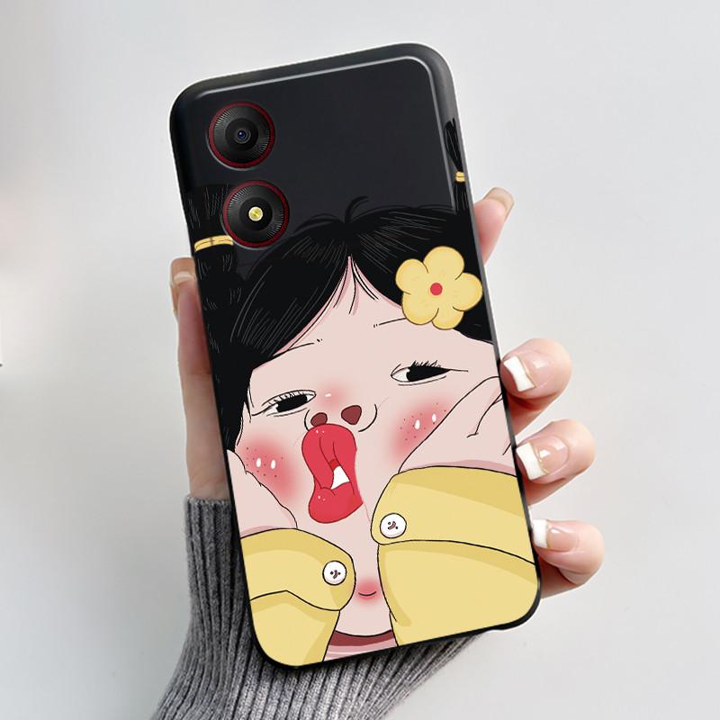 Casing For ZTE Blade A34 / A54 4G Phone Case Shell Aesthetic Cute Cat Astronaut Soft TPU Silicone Black Protective Cover Bumper