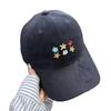 Suede small flower embroidery baseball cap for men and women couples big head circumference versatile fashion cap showing small face