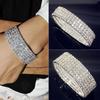 Brățară Elastică de Lux Albă Completă cu Cristal Cubic Zirconiu AAA Strălucitoare cu Strasuri Gheață Brățară de Damă pentru Femei Bijuterii de Nuntă