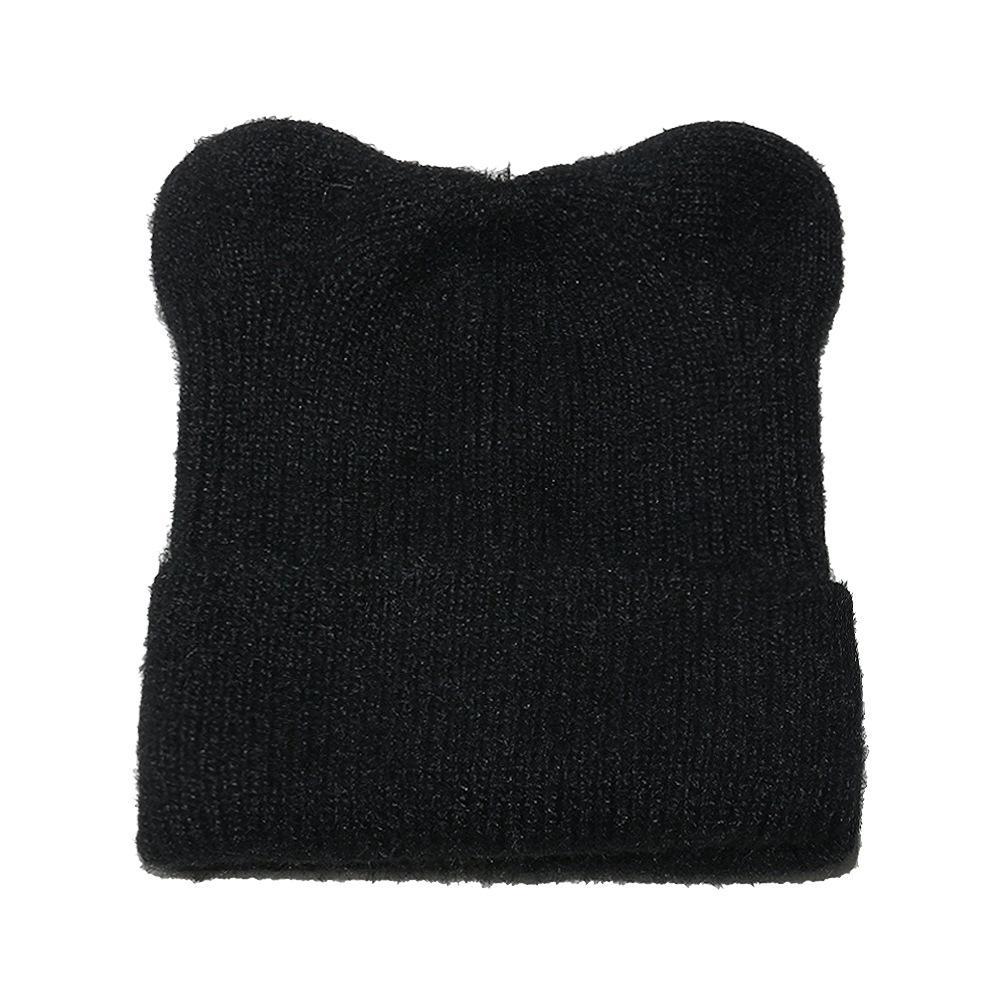 Plush Wool Hat Thermal Pullover Hat Imitation Mink Hair Solid Color Cat Ears Knitted Hat Female Winter