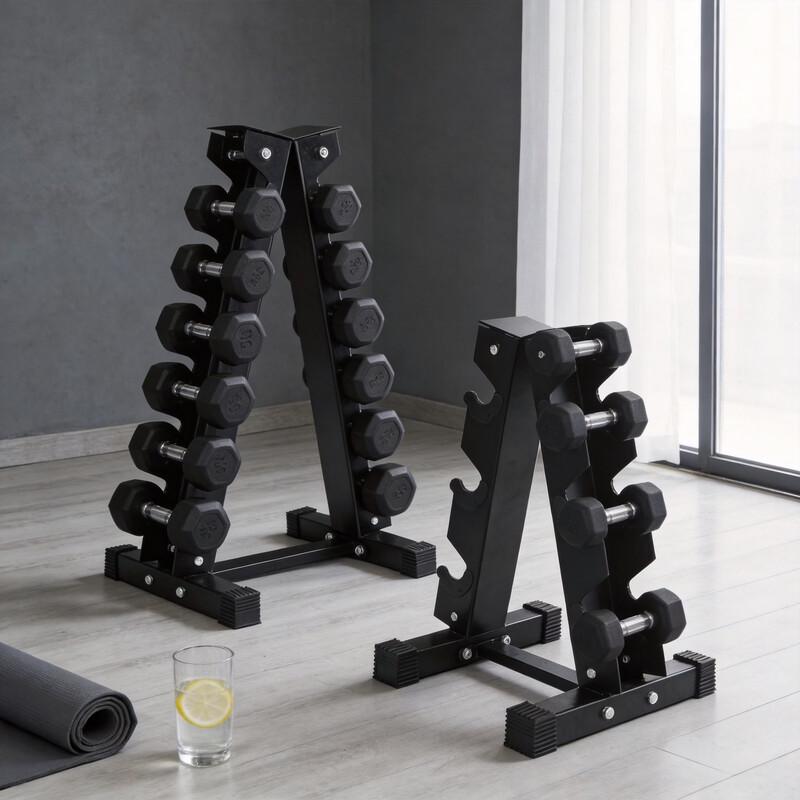 Double-Layer Steel Dumbbell Storage Rack