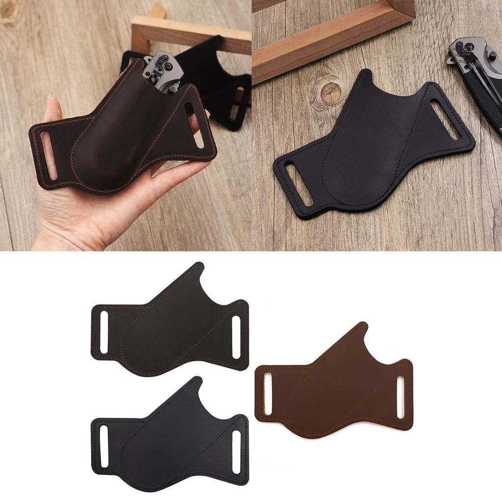 Handmade Leather Pocket Knife Sheath for Belt Folding Knife Sheath for Man Cross Draw Right Side Carry Open Top