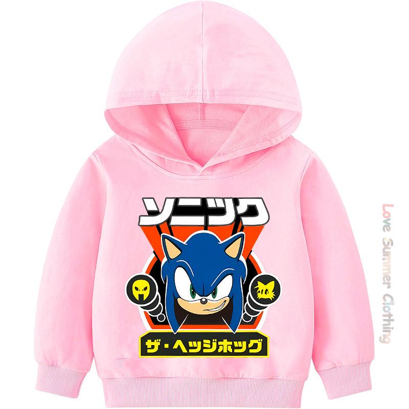 Popular Kids' Character Hooded Sweatshirt Ages 4-14 Sonic HD Print Boys Pullover Girls Hedgehog Fall Hoodie Long Sleeve New Arrivals for Autumn
