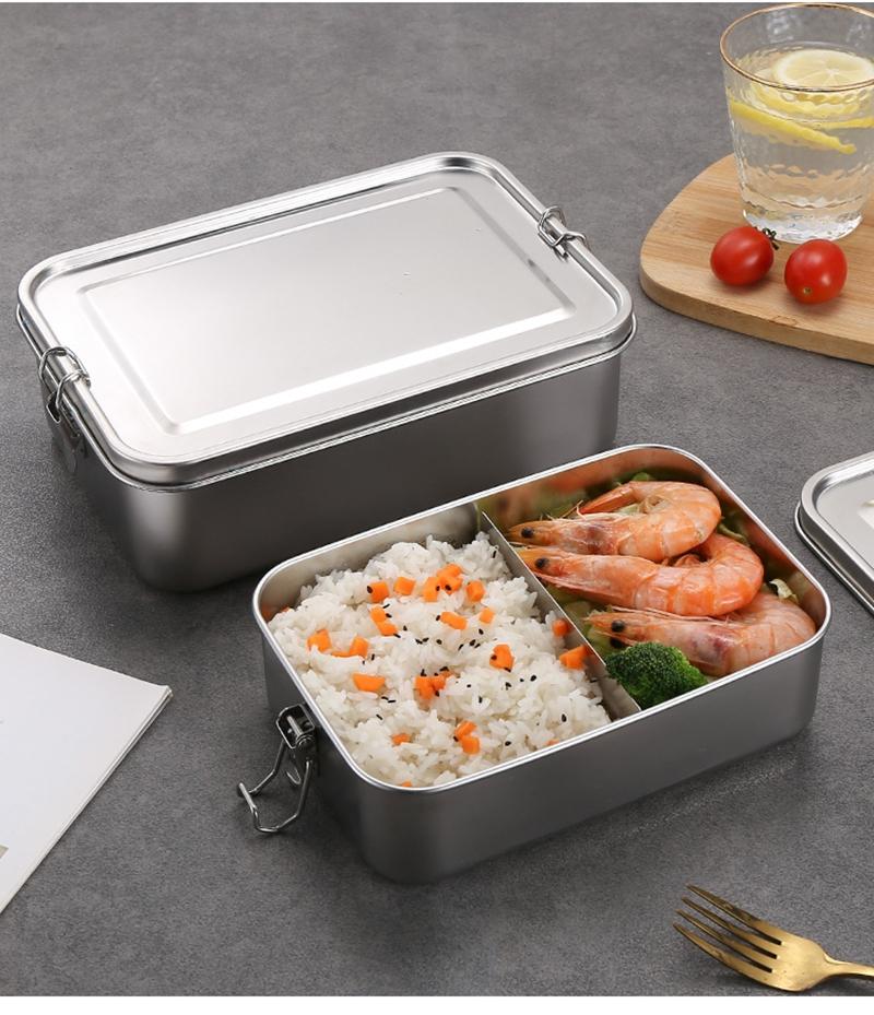 304 Stainless Steel Bento Box With Lockable Clip Metal Portable Food Storage Boxes Multiple Sizes For Home Use Fresh-keeping Box