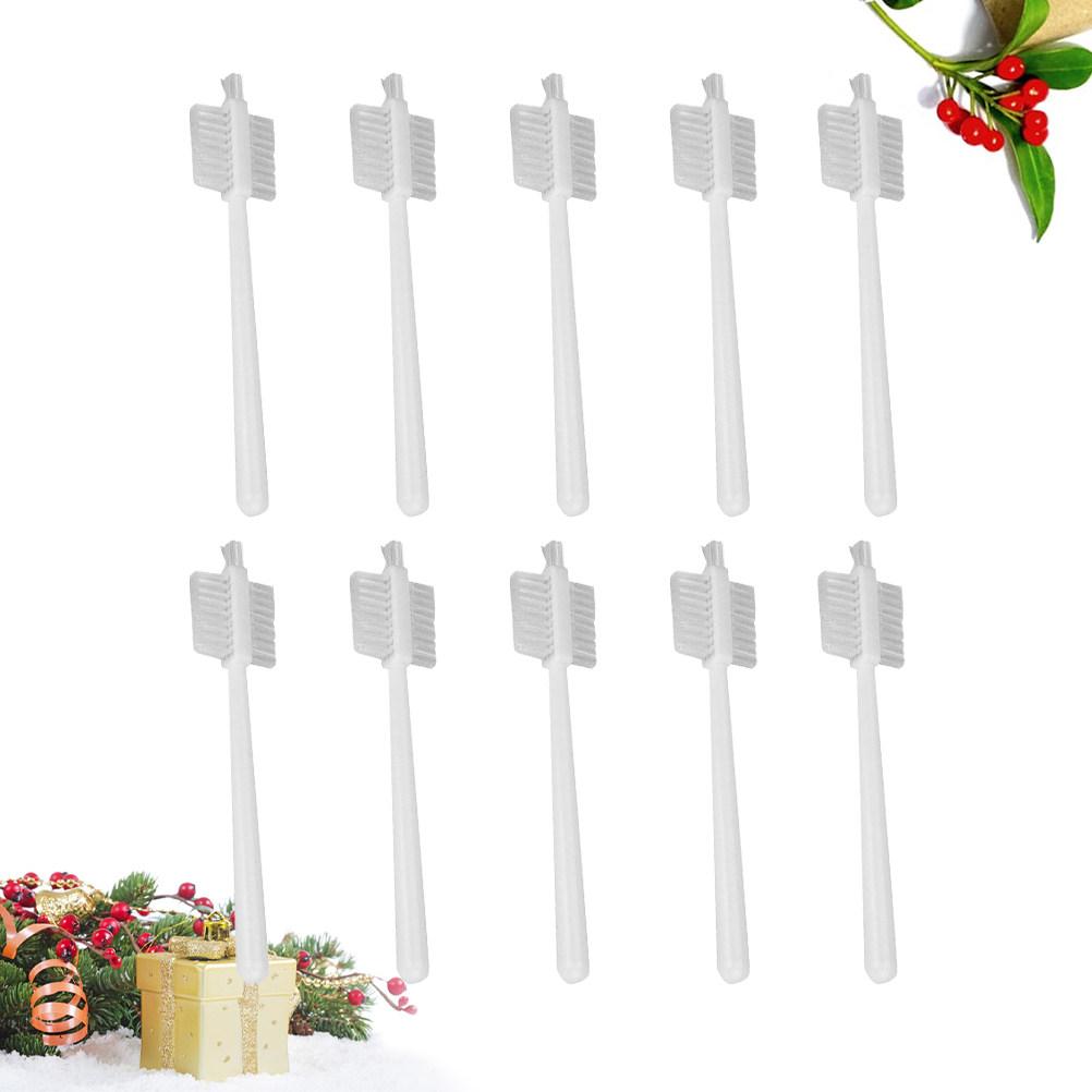 10Pcs Washable Kitchen Cleaning Brush Long Handle Triple Side Bristles for Coffee Grinder Juicer Soymilk Machine Food Processor