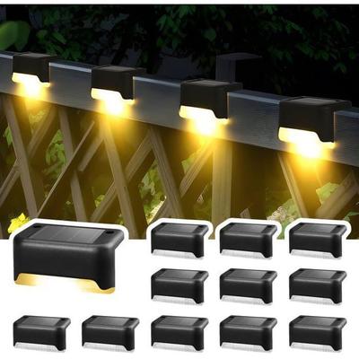 Solar-Außenleuchten - JEIIBRZUI - 12er-Pack - Wasserdichte LEDs - Schwarz und Warmweiß - Zeitgenössischer Garten