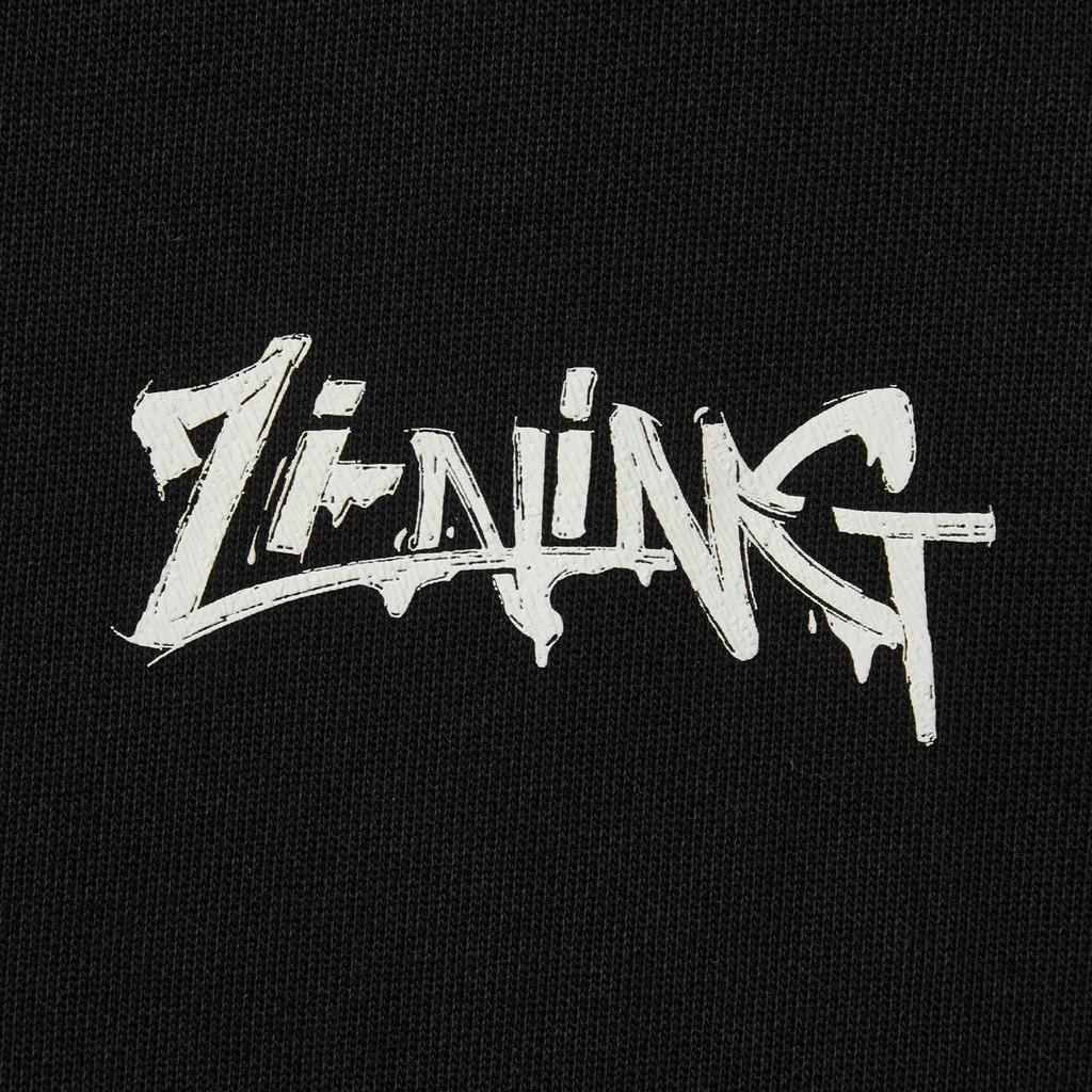 Li Ning Sports Lifestyle Serie Lässig Amerikanischer Vintage Minimalistisch Einfarbig Kapuzenpullover mit Buchstaben und Reißverschluss Unisex Sweatshirt Schwarz AWDV391-7