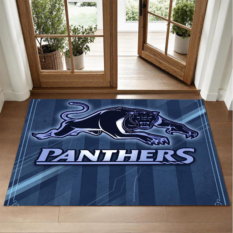 Penrith Panthers Design Crystal Velvet Rug Soft Decorative Mat for Bedroom Entrance