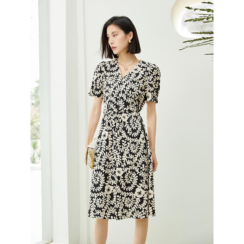 

Gejin Women s Printed Puff Sleeve Midi Dress M