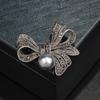 Black Rhinestone Rhinestone Brooch Large Bowknot Badge Brooch  For Funerals and Mourning