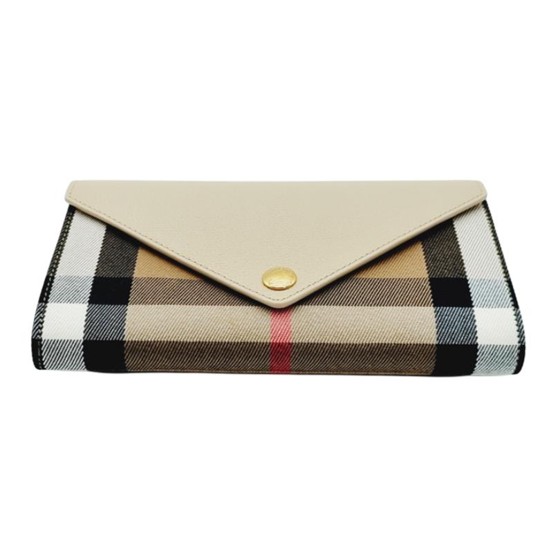 Burberry Hannah Series Brand Check Canvas And Leather Envelope Bag Women bags Light-Beige 80731571