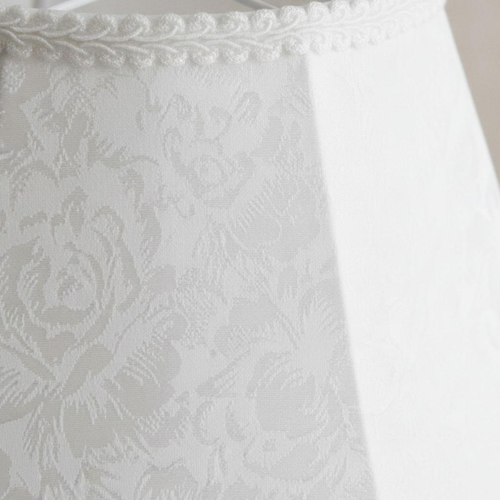White Cloth Lampshade with Fringe Vintage for Dining Area