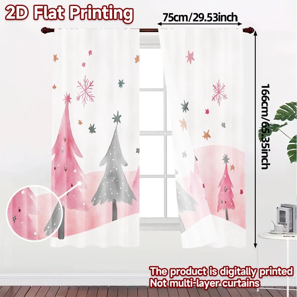2pcs,Curtains Christmas Trees Stars Festive Cute (2) Popular Minimalist Curtains Semi-Sheer Curtains All Seasons Ldeal for