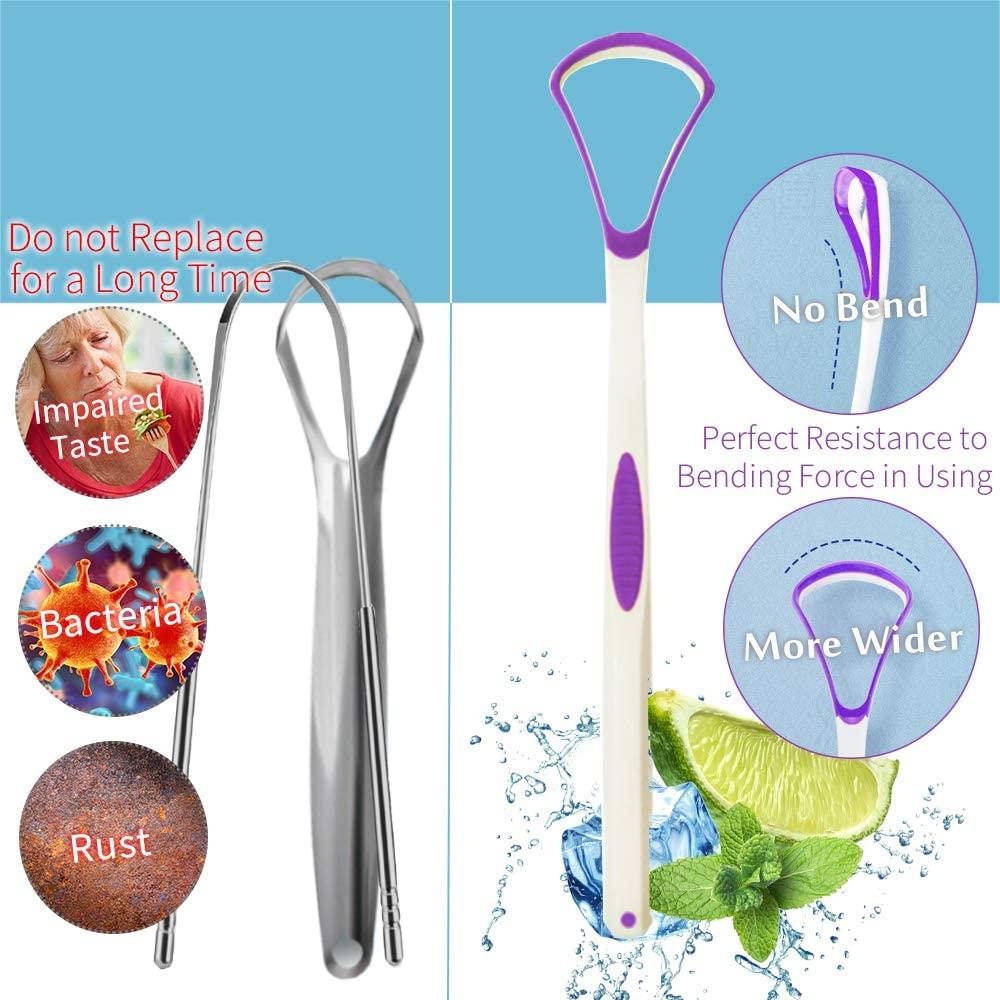 Renesmee Plastic Tongue Cleaner for Adults and Kids Fights Bad Breath Oral Care Tongue Cleaner, Easy To Use Travel Friendly- Pack of 2 (4)