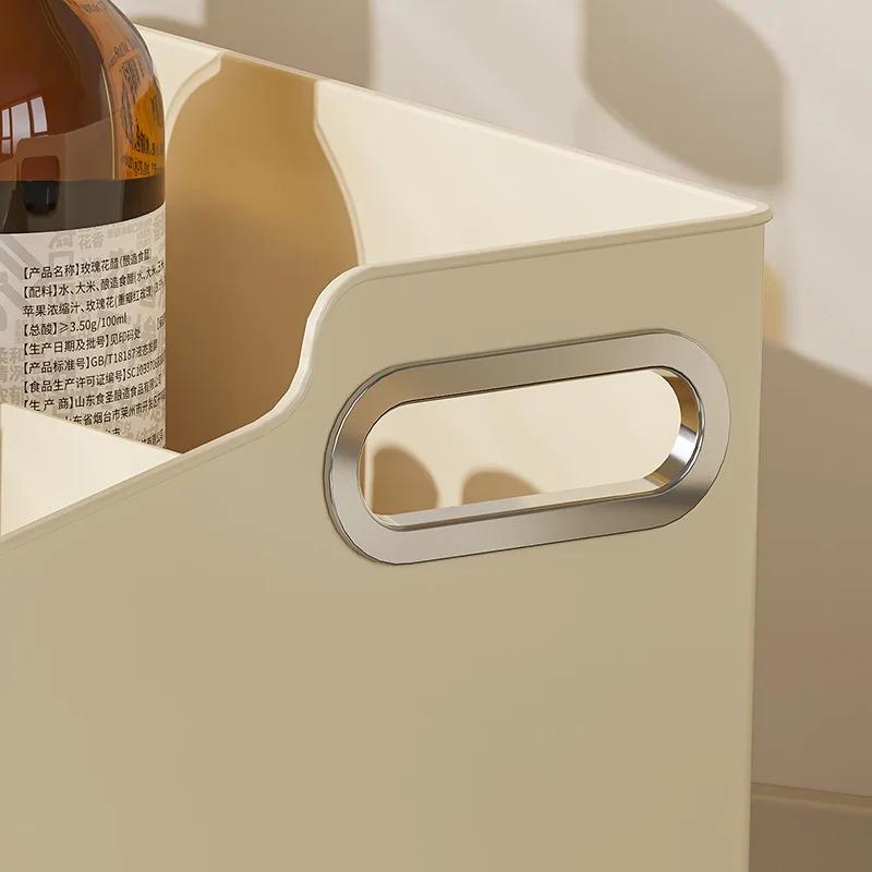Multi functional spice storage drawer, 4-compartment seasoning storage box with spoon and lid, top table and handle