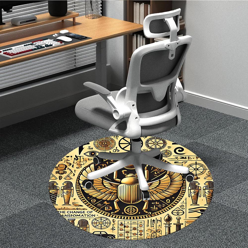 1pc Egyptian Symbols Office Round Area Rug, Under Office Chairs Bedroom Living Room Home Decor, Room Deco, Available in Various Sizes