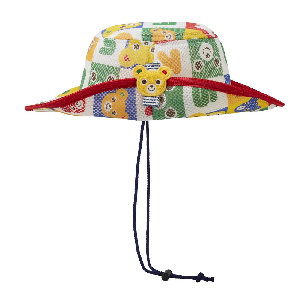 MIKI HOUSE Ten Gallon Bear Sun for Boys and Chin Hat, Design, Hat, Girls, Baby, Kids, Children's Clothing, Strap, 56cm, Multicolor, 12-9106-687