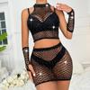 ladies hot diamond shiny sexy underwear Gloves Suit Dress Crystal Sparker Bodystocking Lingerie