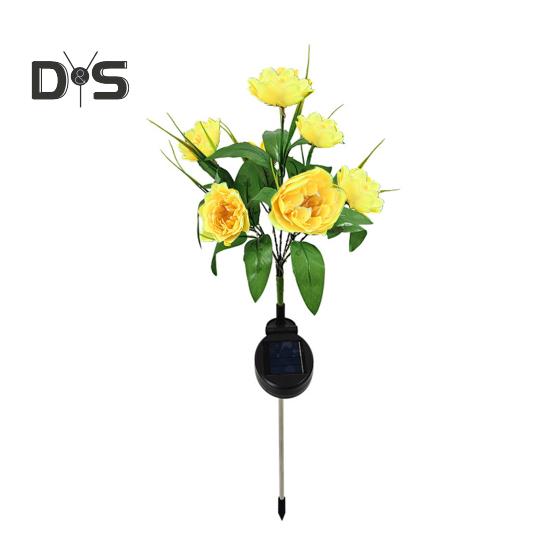 

Солнечный садовый светильник светодиодный цветочный светильник солнечное свечение автоматическая зарядка IP65 водонепроницаемый романтический фонарь в виде лотоса и пиона жёлтый