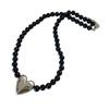 Black Beaded Necklace Heart Pendant Choker Chain Necklace Beads Choker Party Accessories Gift for Men Women Girlfriends