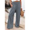 Women's Spring/Summer 2025 Cotton Linen Wide-Leg Pants - Solid Color, Elastic Waist, Casual Long Fit