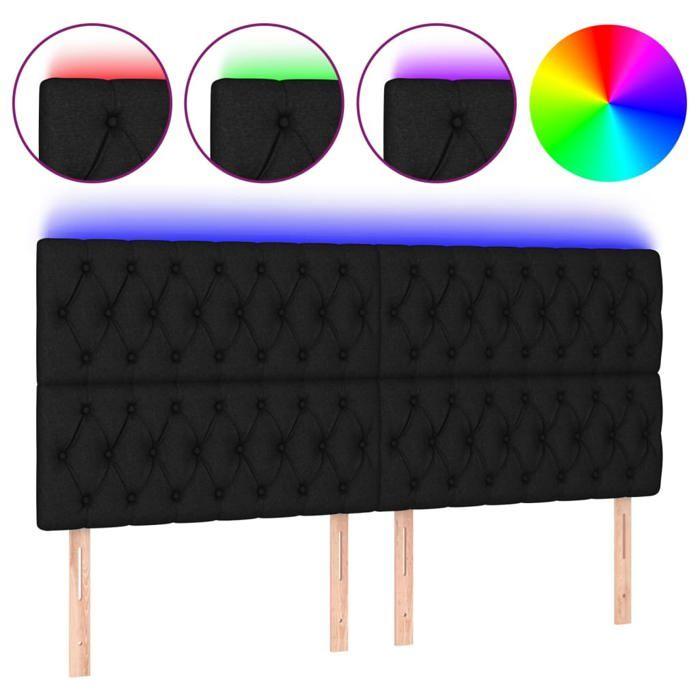 VidaXL Tête de Lit à LED Meuble de Chambre à Coucher Accessoire de Lit Double Tête de Cadre de Lit Intérieur Noir 3122784