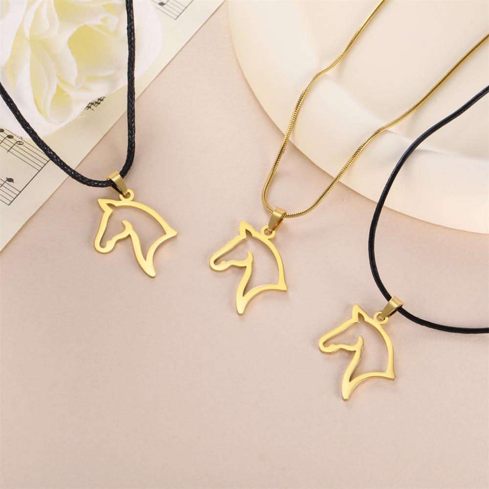 My Shape Horse Pendant Necklaces Stainless Steel Necklace Animal Horse Head Horserace Chain Horse Lover Lucky Amulet Jewelry