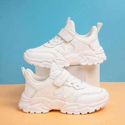 Children's Sports Shoes Spring, Summer and Autumn New Leather Boys and Girls Pops Shoes Running Casual White Shoes