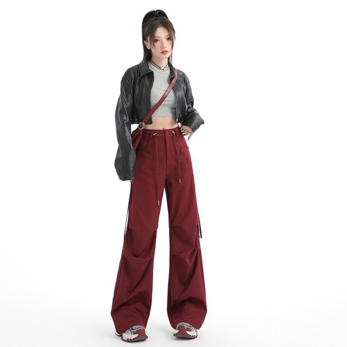 Salopette spessa autunnale e invernale da donna Pantaloni casual autunnali da donna Pantaloni a gamba larga autunnali da donna Pantaloni autunnali con coulisse elastica da donna