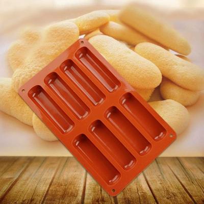 8 Hål Lång Remsa Fingerkex Silikonform 8 Hål Ugn Tårta Bakform