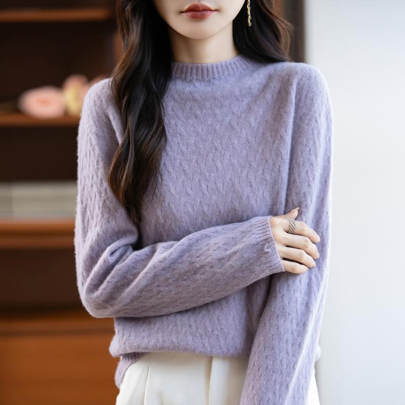 Women's Cashmere Sweater Qinghe Cashmere 30% Cashmere 70% Wool Autumn and Winter Pullover Warm and Fashionable