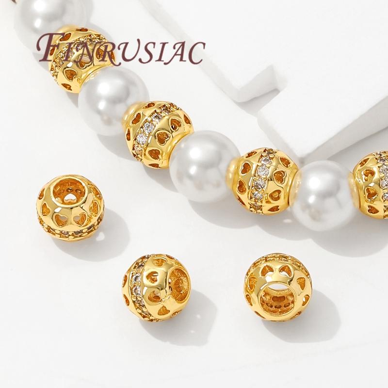 18K Gold Plated Round Ball Spacer Beads For Jewelry,Metal Bead Separators,DIY Beading Accessories,Necklace Making Supplies