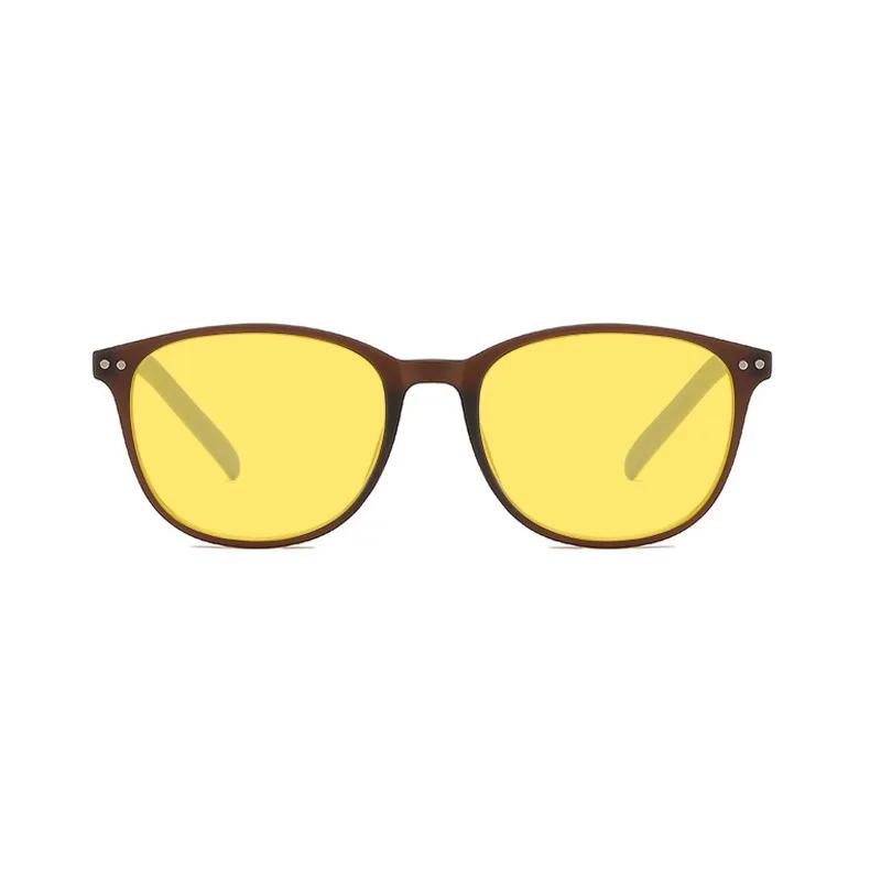 New Fashionable Oval Frame Anti Blue Light Glasses for Men Women Full Frame Yellow Goggles Night Vision
