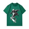 Mens 100% Cotton Crew Neck Short Sleeve T-shirt, Cool Skull Skeleton Skateboard Street Style Graphic Print Casual Comfortable Tees for Daily Wear