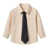 Boys Button Down  With Tie And Chest Pocket School Uniform Long  Sleeve  Shirts