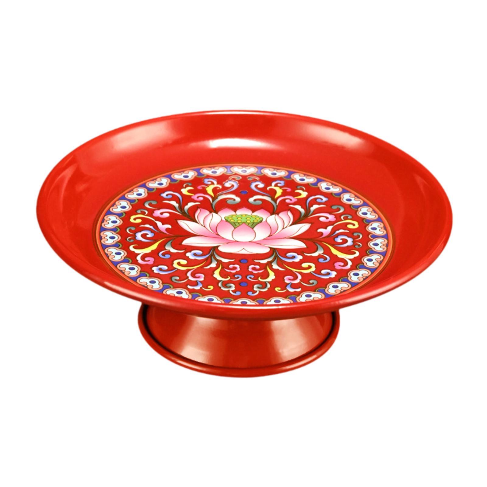 

Поднос для еды в храме Десерт Закуска Дисплей Буддийский храм Украшение Фруктовая чаша красный