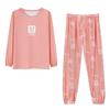 WeChat Herbst/Winter Damen Niedlicher Stil Rundhals Pyjama-Set - Langarm und Hose