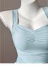 Süßer Damen-Falten-Push-Up-Badeanzug mit Feen-Design, einfarbig, ideal für kleine Brüste und leicht übergewichtige Figuren