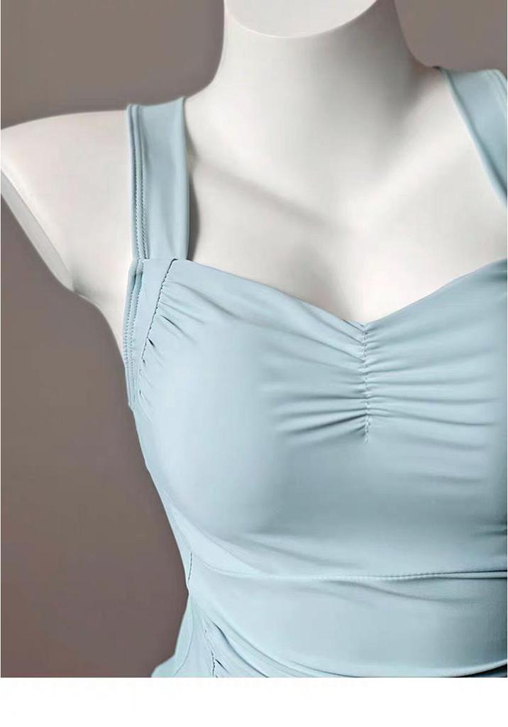 Süßer Damen-Falten-Push-Up-Badeanzug mit Feen-Design, einfarbig, ideal für kleine Brüste und leicht übergewichtige Figuren