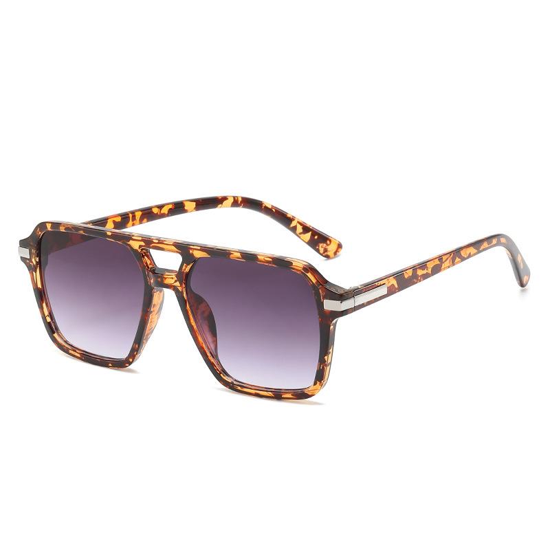 New Square Retro Double Beam Sunglasses for Women Trendy and Versatile Outdoor Fashion Sunshade Sun Glasses for Men Uv400