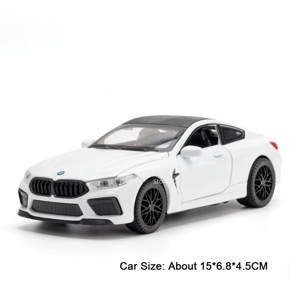 1:32 Scale M8 Model Toy Miniature Supercars Alloy Diecast Sports Cars Sound Light Doors Opened Pull Back Ornament for Kids Gifts