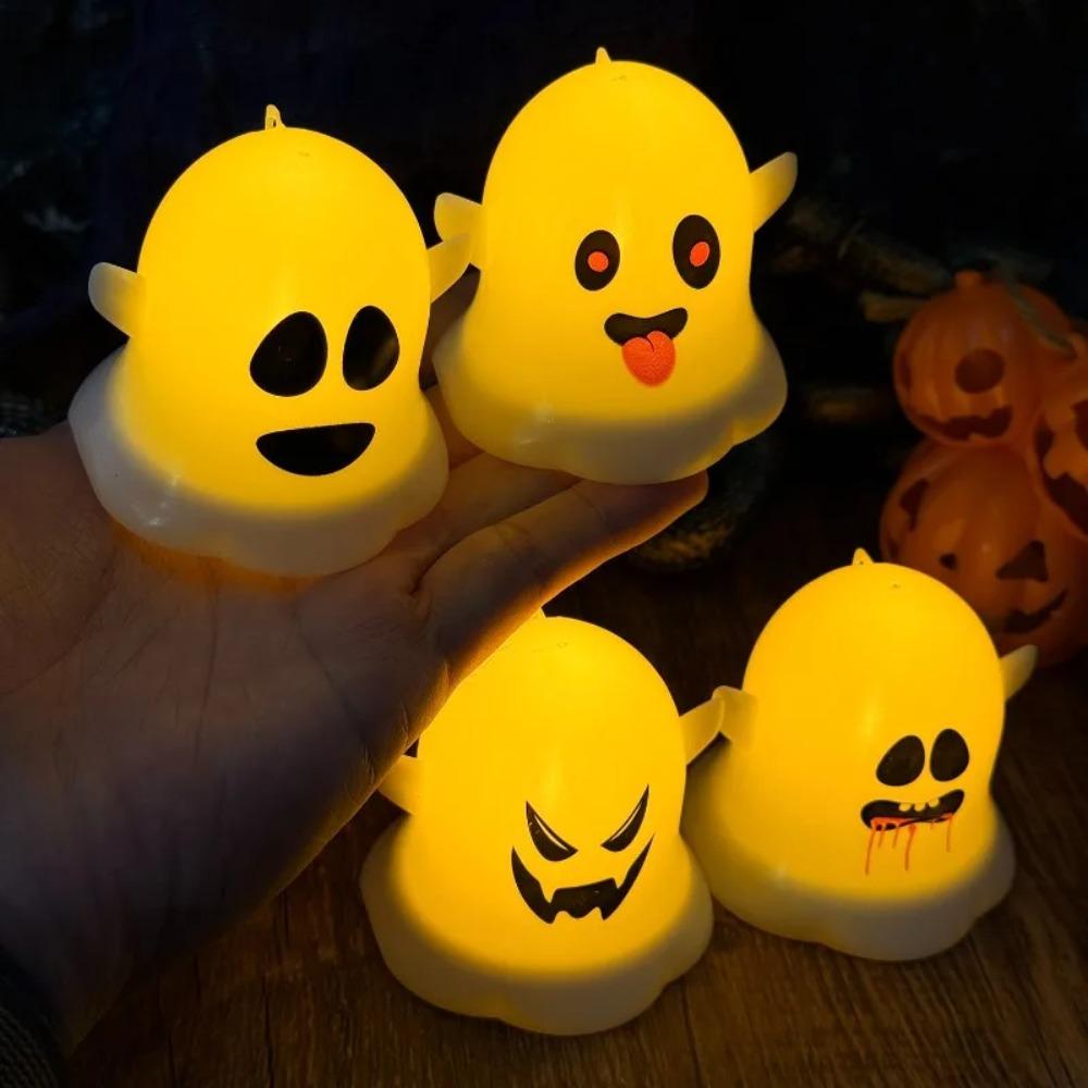 Luminous LED Candle Light Plastic Ghost Hanging Ornament Halloween Ghost Lamp  Haunted House