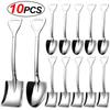 10/2Pcs Stainless Steel Shovel Spoon Gold Silver Coffee Spoons Ice Cream Dessert Scoops Teaspoon Kitchen Tableware Cutlery Set