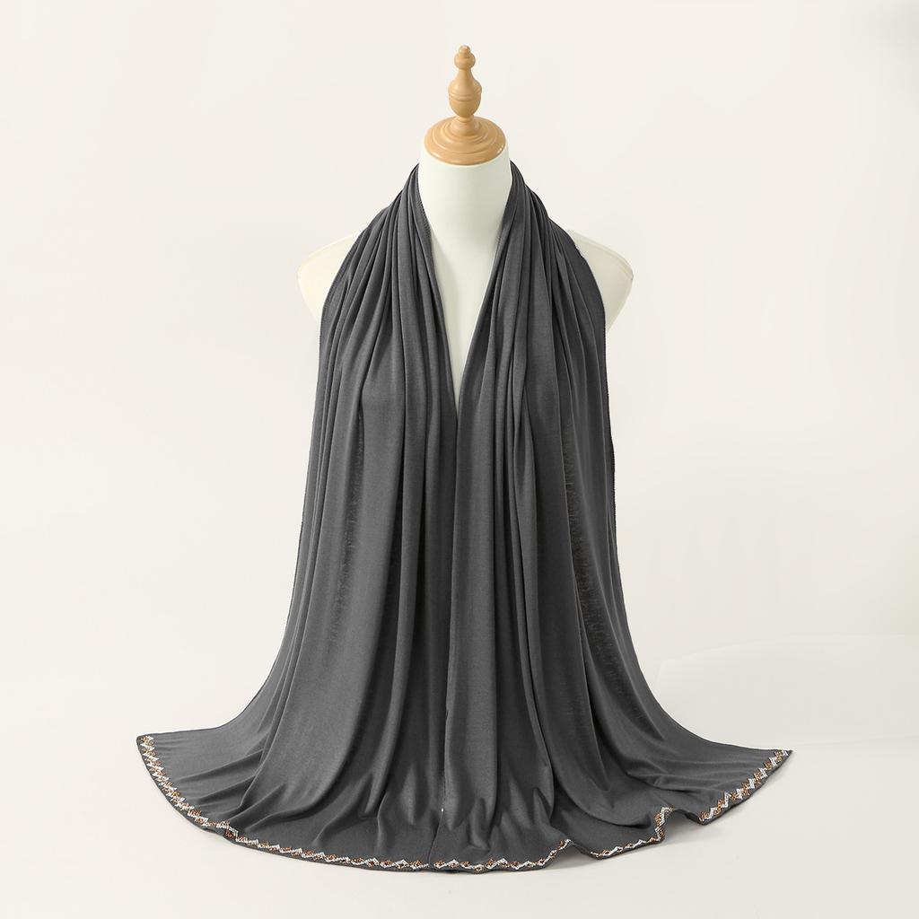 New - Solid Color Diamond Mercerized Cotton Headscarf Ethnic Style Women'S Soft Fashion Popular Headscarf Women