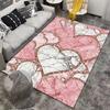 Marble Heart Pattern Carpet, Pink and White Decorative Floor Rug Suitable for use as an anti-slip for living room bedroom sofas