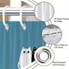 1Pc Minimalist Double Cat Pattern Shower Curtain, Polyester Fabric, Machine Washable, Suitable For Bathroom Decor.