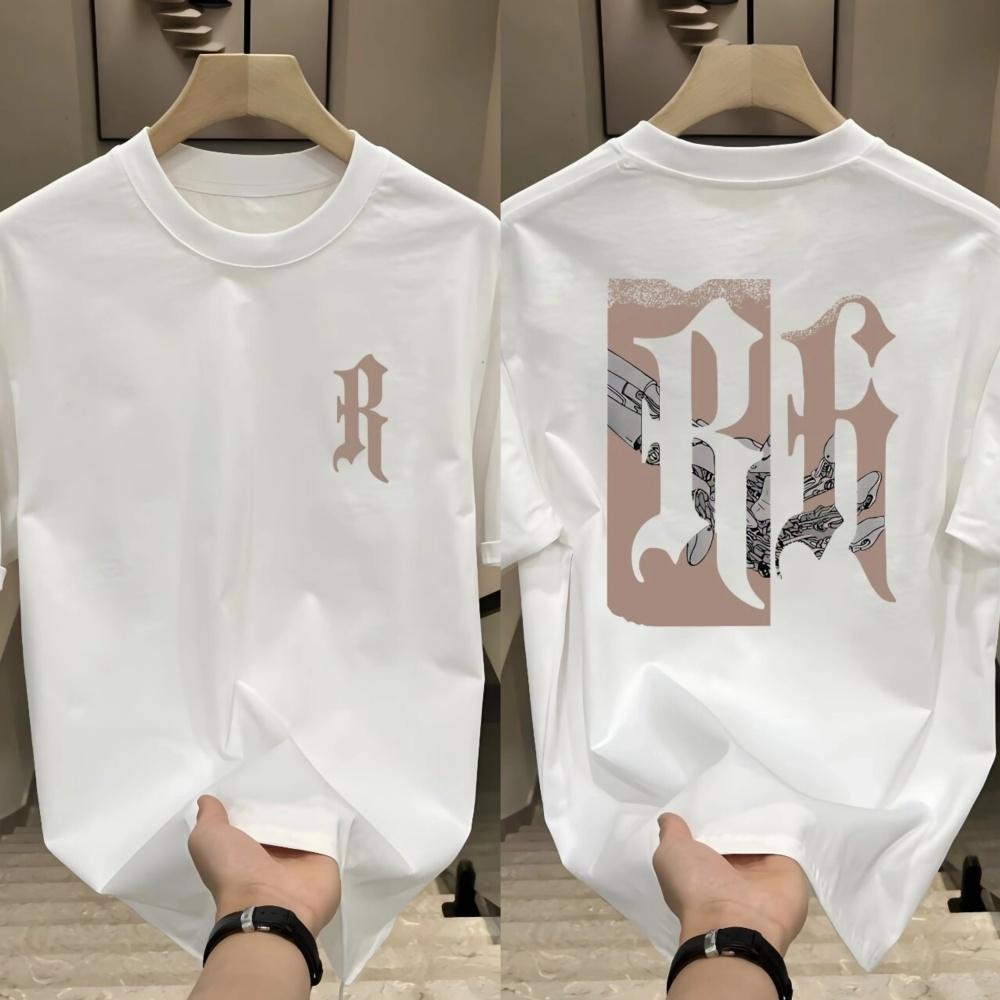 Summer Over Size Ins Printed Pure Cotton T-Shirt Comfortable Breathable and Elastic Sleeve Trendy Casual Tees for Sports