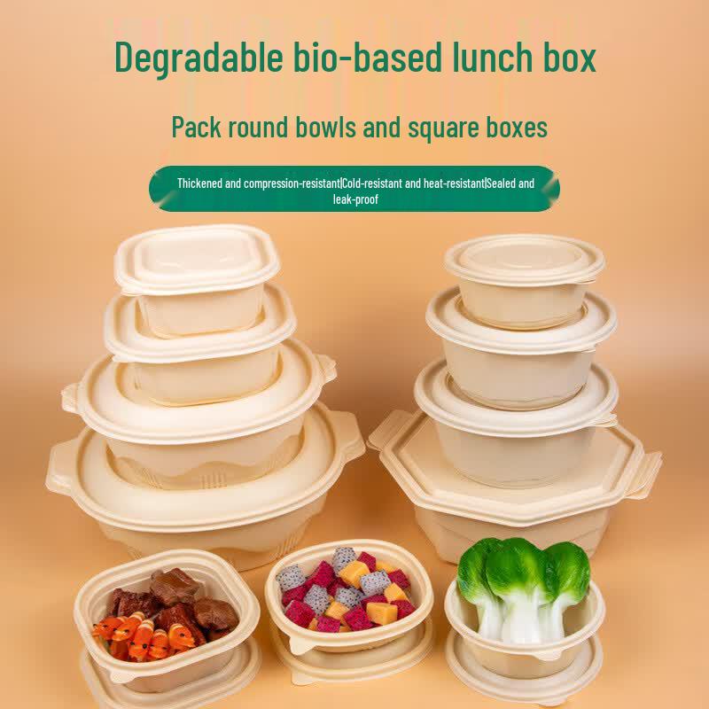 Eco-Friendly Degradable Corn Starch Square Takeout Containers